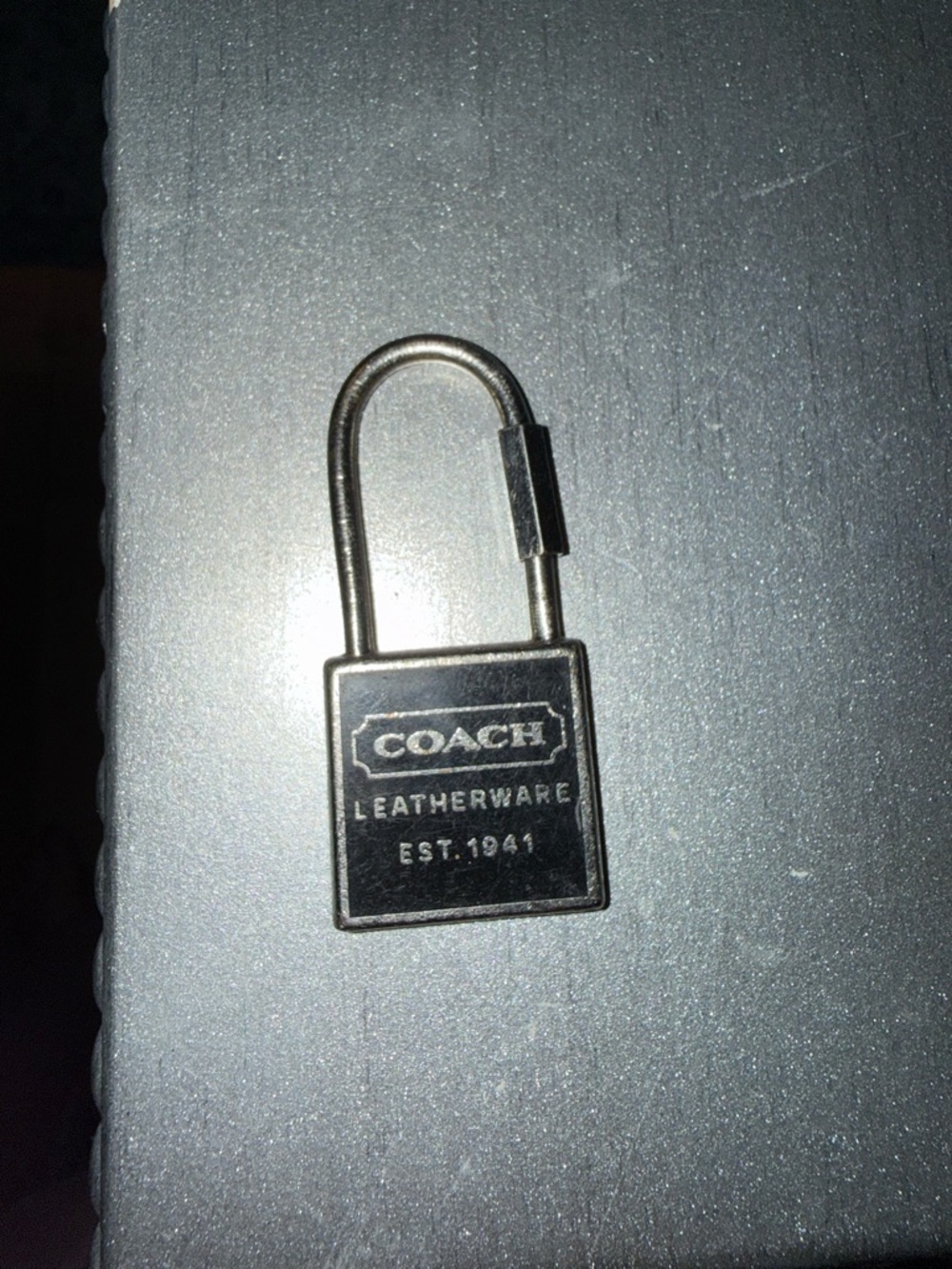 Coach Silver and Black Leatherware Padlock Charm